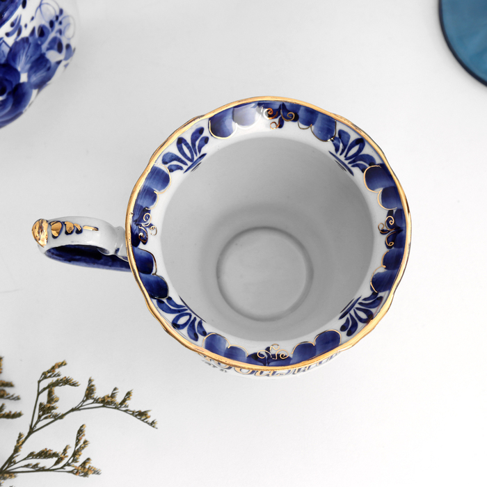 Чайная пара "Грация" , золото,  (Любимая Мама), 300 мл, гжель