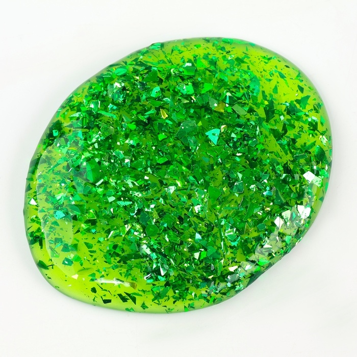 Слайм &laquo;Стекло&raquo; с зелёными блёстками слюда