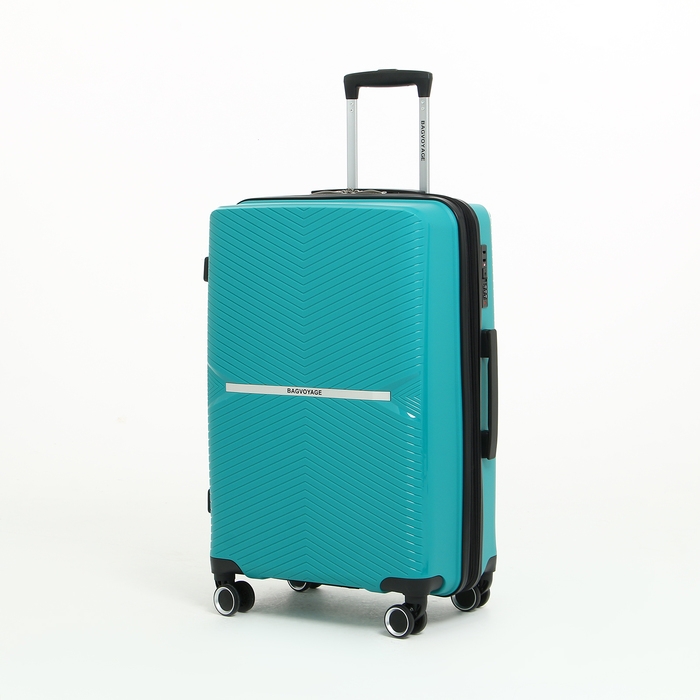 Чемодан средний 75 л (M) Bagvoyage, отдел на молнии, с расширением, кодовый замок, 4 колеса, цвет бирюзовый