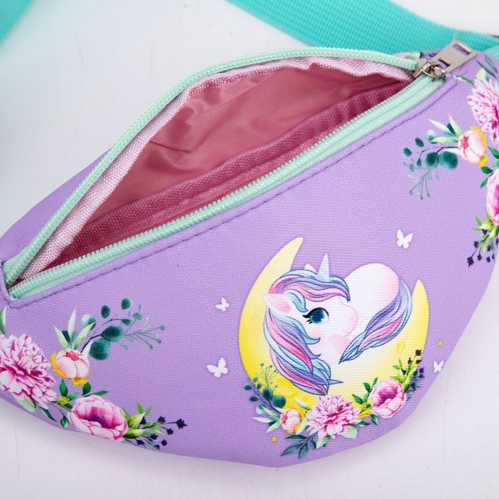 Сумка детская для девочки поясная &laquo;Лунный единорог&raquo; 20 см х 10 см х 6 см