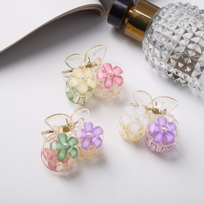 Краб для волос "Анэт" цветы, 4 см, микс