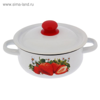 Кастрюля эмалированная 1,5 л, декор МИКС, цвет белый