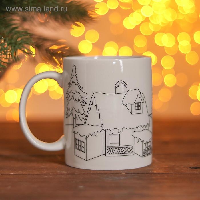 Набор кружка под раскраску &laquo;Снеговичок&raquo; 250 мл, краска 6 цв по 2 мл, кисть