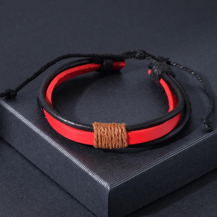 Браслет унисекс &laquo;Сила&raquo; плетение, цвет красно-чёрный, d=7 см