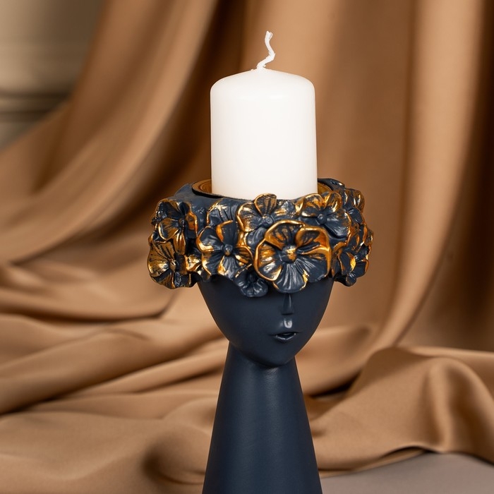 Подсвечник полистоун &laquo;Девушка с венком&raquo; 9,5 х 9,5 х 14 см МИКС