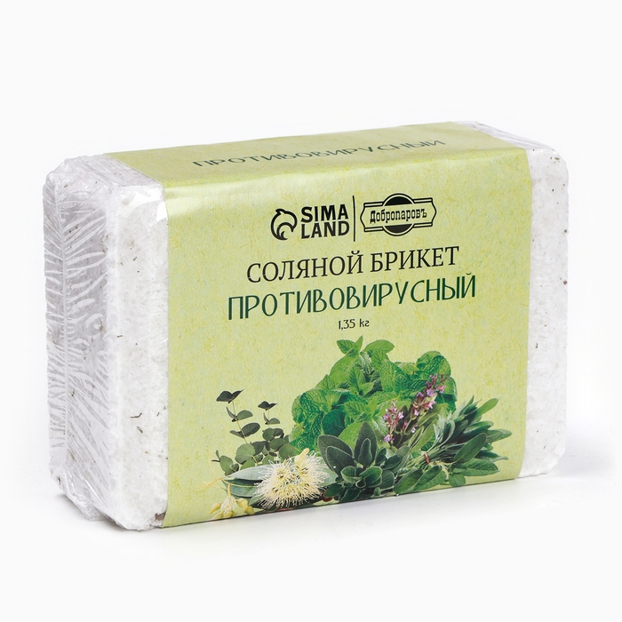 Соляной брикет "Противовирусный" эвкалипт, шалфей, мята 1,35 кг "Добропаровъ"