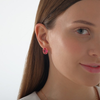 Гарнитур 3 предмета: серьги, кулон, кольцо безразмерное &laquo;Эдель&raquo; овал крупный, цвет розовый в золоте, 45 см