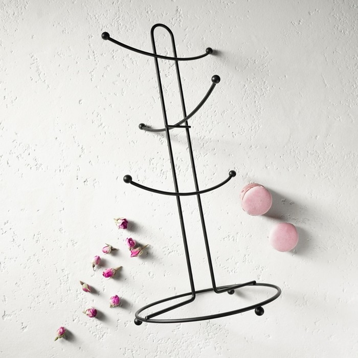 Подставка для кружек Доляна, на 6 предметов, 16&times;16&times;36,5 см, цвет чёрный