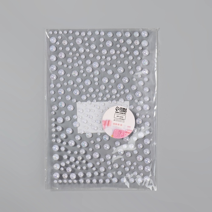 Жемчуг самоклеящийся &laquo;Ассорти&raquo;, с голографией, 325 шт на листе, цвет белый