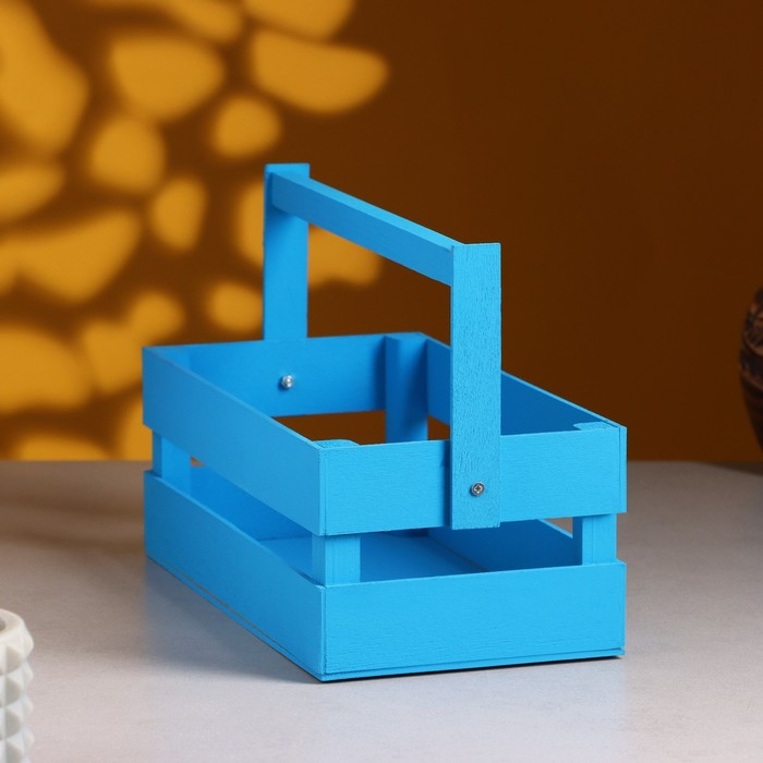 Кашпо деревянное 24.5×13.5×9 см Кашпо деревянное 24.5×13.5×9 см "Двушка Лайт", двухреечное, голубой Дарим Красиво