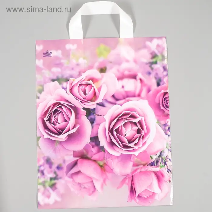 Пакет &laquo;Нежные розы&raquo;, полиэтиленовый с петлевой ручкой, 35&times;28 см, 55 мкм
