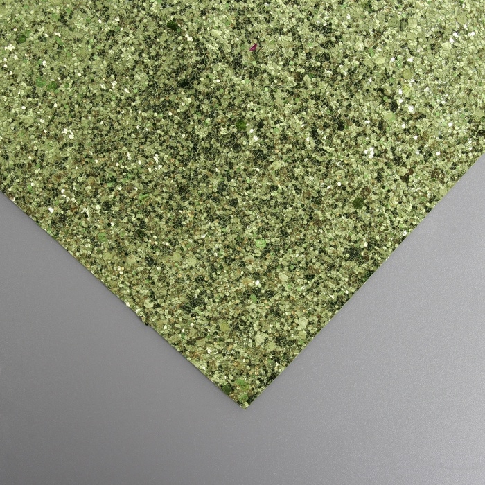 Лист для творчества иск.кожа Лист для творчества иск.кожа "Крупные блёстки" светло-зелёный лист 33х20 см толщина 0,84 мм 104805