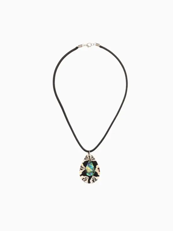 Кулон "Капля" ракушка 25,5 см, цв. чёрно-белый