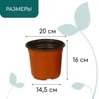 Горшок для рассады, 3.5 л, d=20 см, h=16 см, мягкий пластик, терракот, Greengo