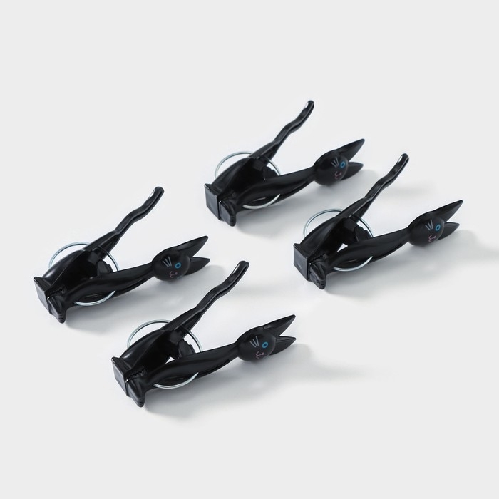 Набор прищепок &laquo;Коты&raquo;, 4 шт, 7&times;2&times;4 см, цвет чёрный