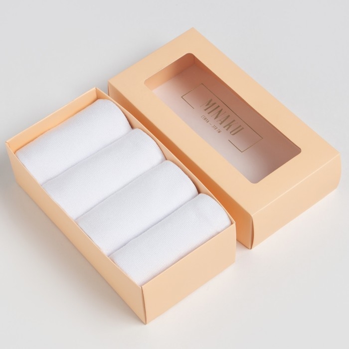 Набор носков MINAKU, 4 пары, цвет белый, р-р 43-46 (29 см) Набор носков MINAKU, 4 пары, цвет белый, р-р 43-46 (29 см)