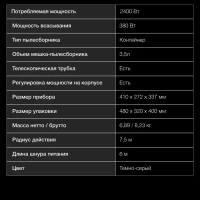 Пылесос HYV-C4500 2400Вт темно-серый