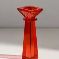 Подсвечник стекло на 1 свечу "Феникс" оранж d=2,2 и 4,2 см 5,5х5,5х16,7 см