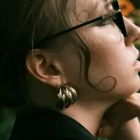 Серьги металл "Кольца" 6 рядов, тренд, цвет золото