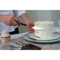 Лопатки - мастихины кондитерские Доляна, 22&times;2&times;1,5 см, набор 5 шт, нержавеющая сталь, деревянная ручка, коричневый