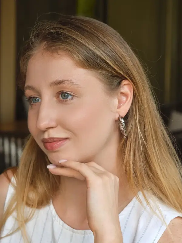 Набор серьги "Леопард" трио, цветной в серебре