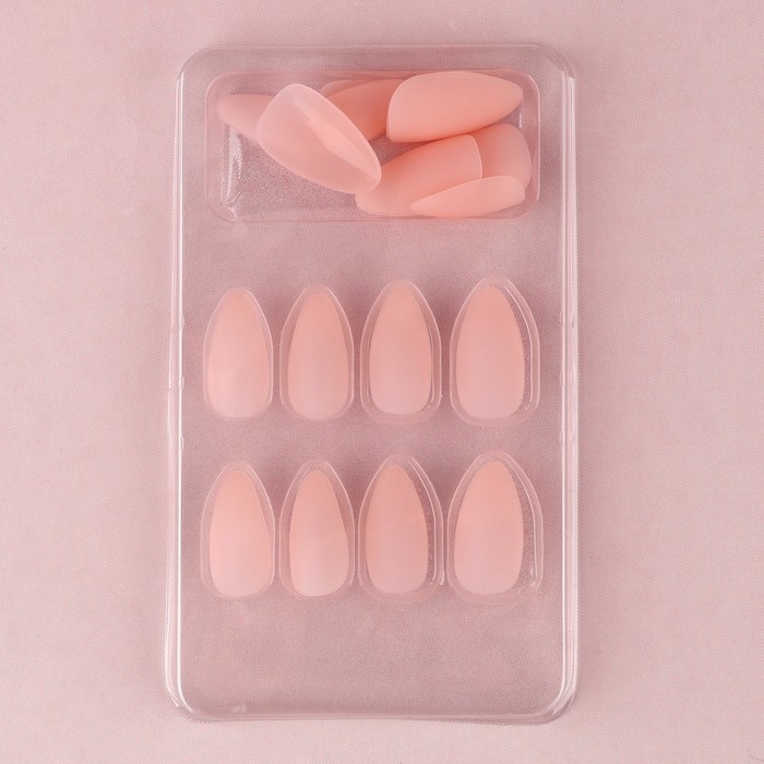 Накладные ногти &laquo;Естественные&raquo;, 24 шт, клеевые пластины, форма миндаль, цвет матовый светло-бежевый