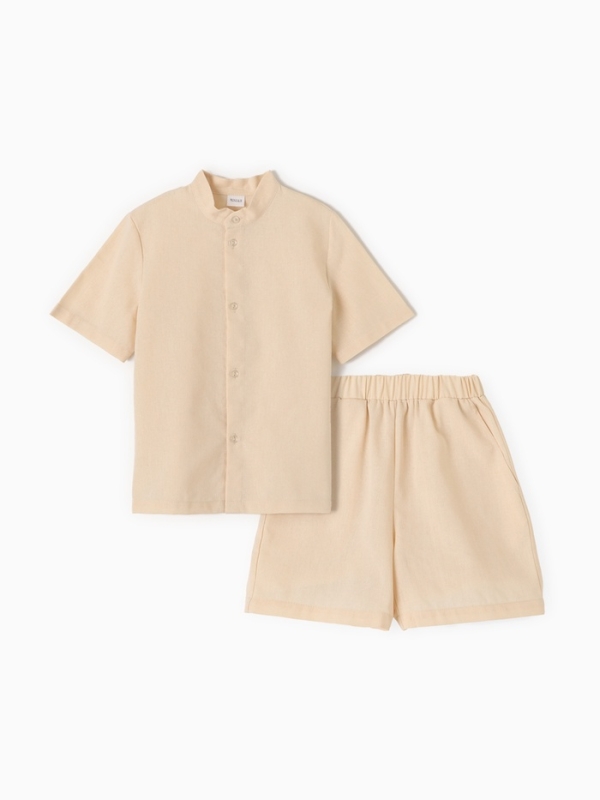 Пижама (рубашка и шорты) для мальчика MINAKU: Home collection, цвет бежевый, рост 128 см Пижама (рубашка и шорты) для мальчика MINAKU: Home collection, цвет бежевый, рост 128 см