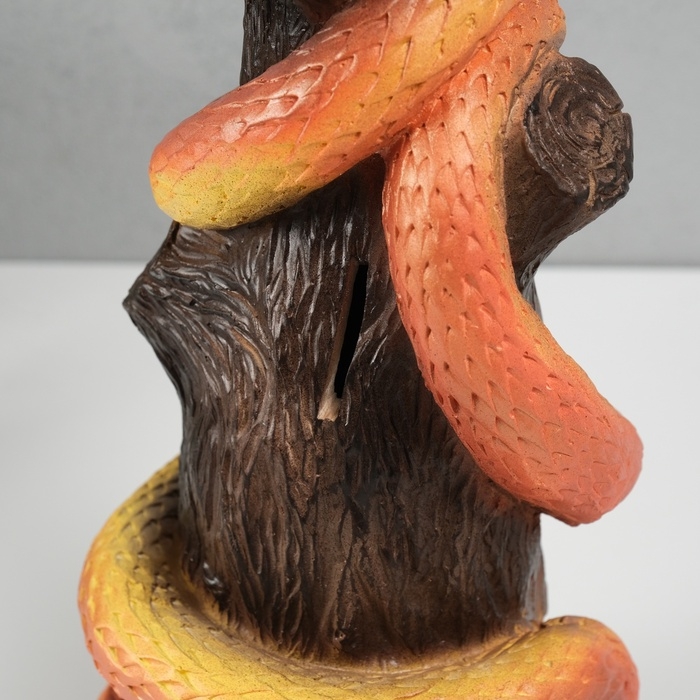 Новогодняя копилка Новогодняя копилка "Змея на пеньке" 33 х 14 х 15 см, оранжевый