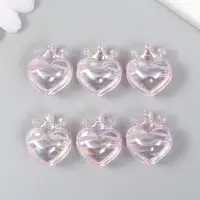 Бусина для рукоделия и плетения &laquo;Арт Узор. Сердечко с короной сиреневое&raquo;, пластик, 2.1&times;1.4&times;2.5 см