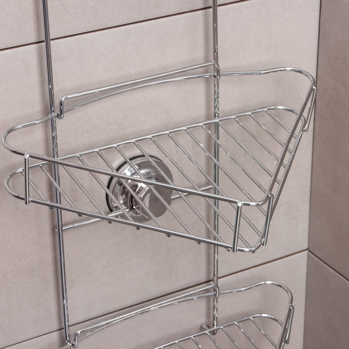 Полка угловая 3-х ярусная Accoona, A11473-3, 20&times;30&times;57 см, на вакуумных присосках, цвет хром