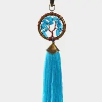 Брелок ловец снов "Великое древо" 19 см, цв. голубой