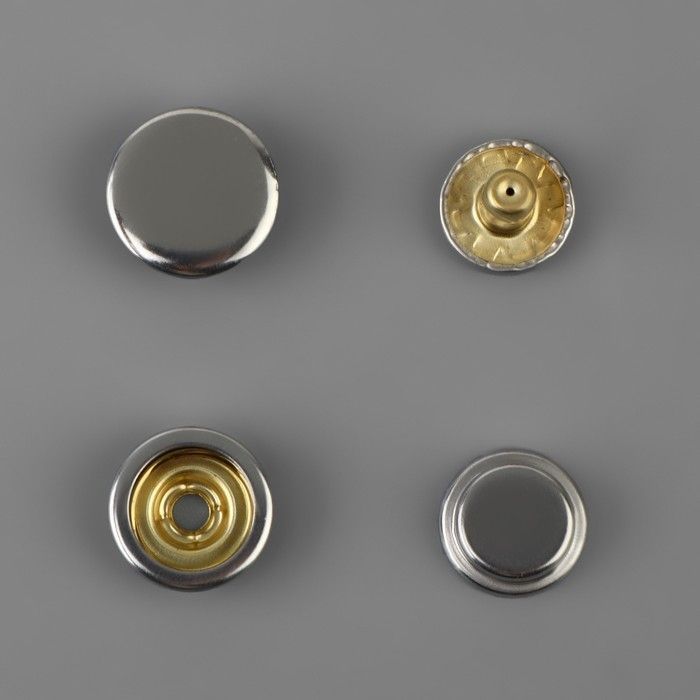 Кнопки установочные, Дельта, d = 15 мм, 40 шт, с установщиком, в органайзере, 11,8 &times; 8,1 &times; 2,3 см, цвет серебряный