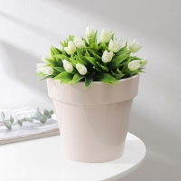 Кашпо для цветов со вставкой &laquo;Порто&raquo;, 2,4 л, цвет жемчужный