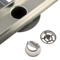 Трап ZEIN engr, c флaнцeм свободного вращ 360&deg;, 7*60 см, d=40/50 мм, нерж сталь, сатин