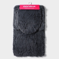 Набор ковриков для ванной и туалета Доляна &laquo;Пушистик&raquo;, 3 шт., 40&times;44, 40&times;50, 50&times;80 см, серый