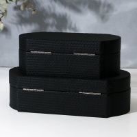 Шкатулка для украшений &laquo;Чёрный узор&raquo; экокожа, набор 2 шт.