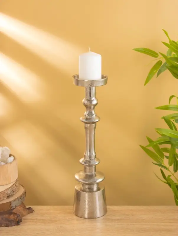 Подсвечник "Стэп" алюминий 37 см, цв. серебро