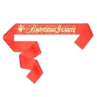Лента на выпускной &laquo;Выпускник 9 класса&raquo;, шёлк красный фольга