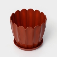 Горшок для цветов с поддоном &laquo;Хризантема&raquo;, 2,1 л, d=16,5 см, h=14,8 см, цвет терракот