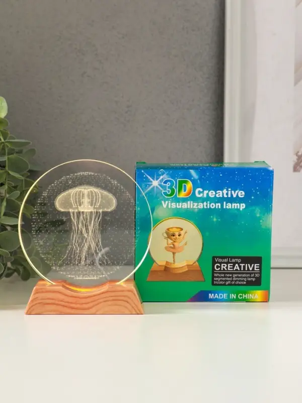 Сувенир стекло свет "Диск. Медуза" 5хLED d=10 см, USB 10х4х11,4 см