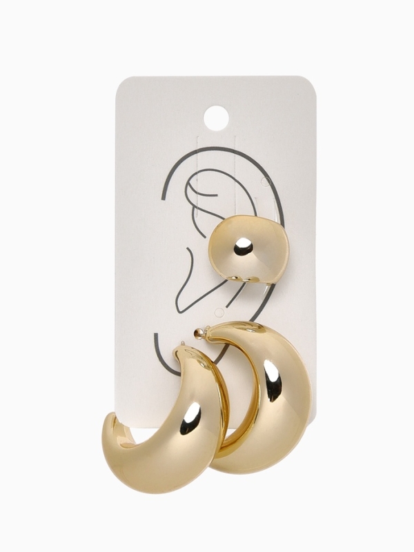 Набор серьги и каффы 3 шт &laquo;Капли&raquo; объёмные, цвет золото