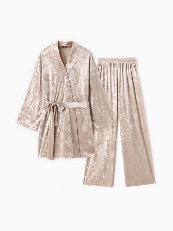 Комплект женский (жакет, брюки) KAFTAN Velvet р. 52-54, бежевый