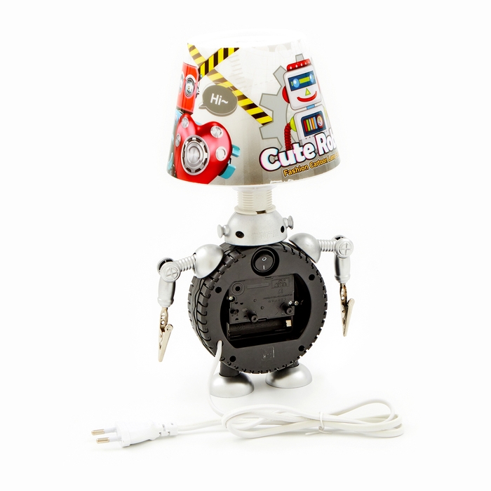 Часы с подсветкой "Робот" детские настольные, плавный ход, на батарейках АА