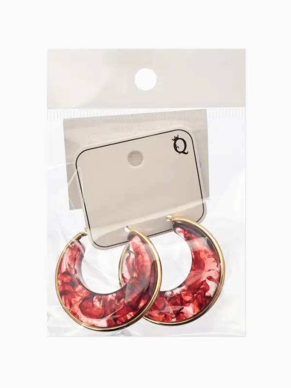 Серьги-кольца акрил "Тренд", цвет бордовый в золоте