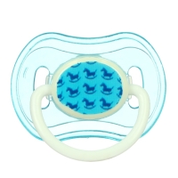 Пустышка ортодонтическая, с колпачком, от 3 мес., цвет голубой/зеленый
