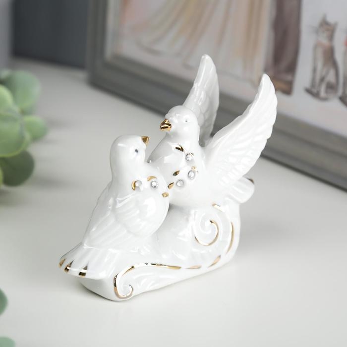 Фигурка керамика &laquo;2 голубя воркуют&raquo;, со стразами, 3.5&times;9.7&times;8.5 см