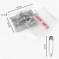 Булавки английские, 22 мм, 80 шт., цвет серебряный