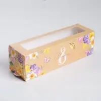 Коробка для макарун, кондитерская упаковка, &laquo;8 марта&raquo; 18 х 5.5 х 5.5 см