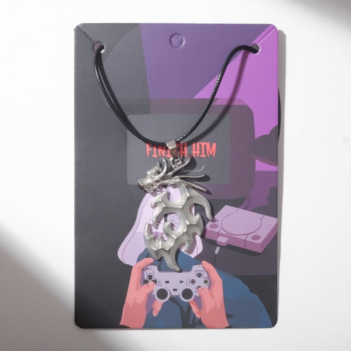 Кулон унисекс &laquo;Дракон&raquo; светящийся, цвет серебро на чёрном шнурке, 44 см