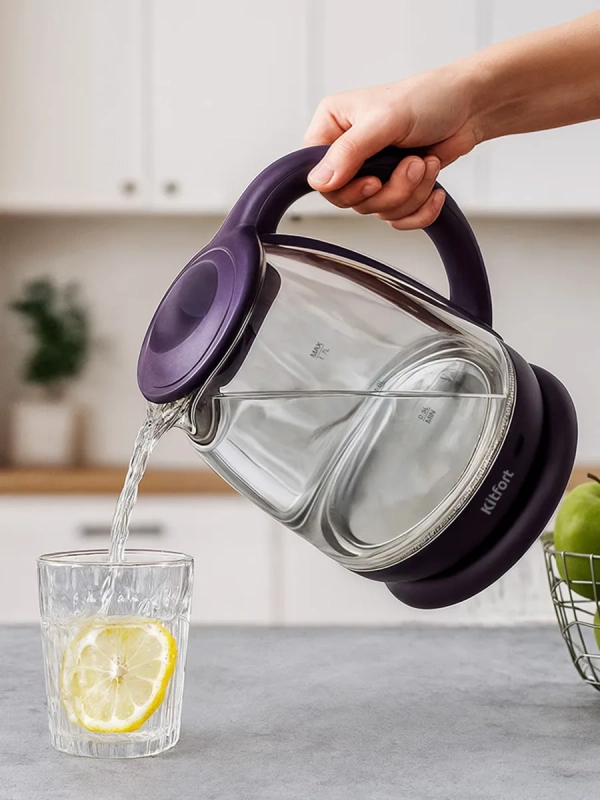 Чайник электрический стеклянный с подсветкой КТ-640 - 1.7 л